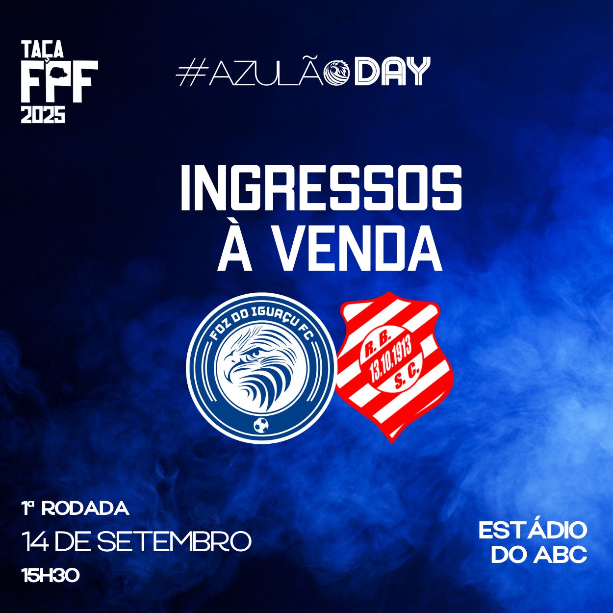 “A contagem regressiva começou! No próximo domingo (14/9), às 15h30, o Foz do Iguaçu FC estreia na Taça FPF diante do Rio Branco – É hora de jogar junto com o Azulão da Fronteira!”