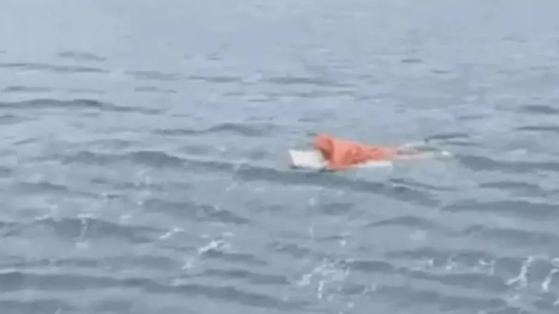 Homem agarrado a porta de geladeira é resgatado após naufrágio em SC