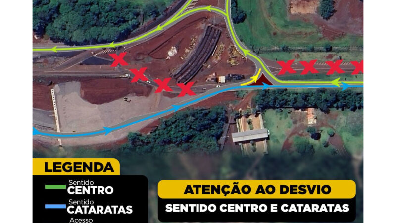 Rodovia das Cataratas terá alteração de tráfego na obra do viaduto de acesso ao aeroporto