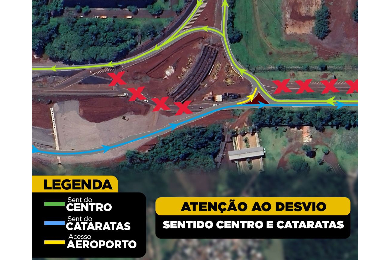 Rodovia das Cataratas terá alteração de tráfego na obra do viaduto de acesso ao aeroporto